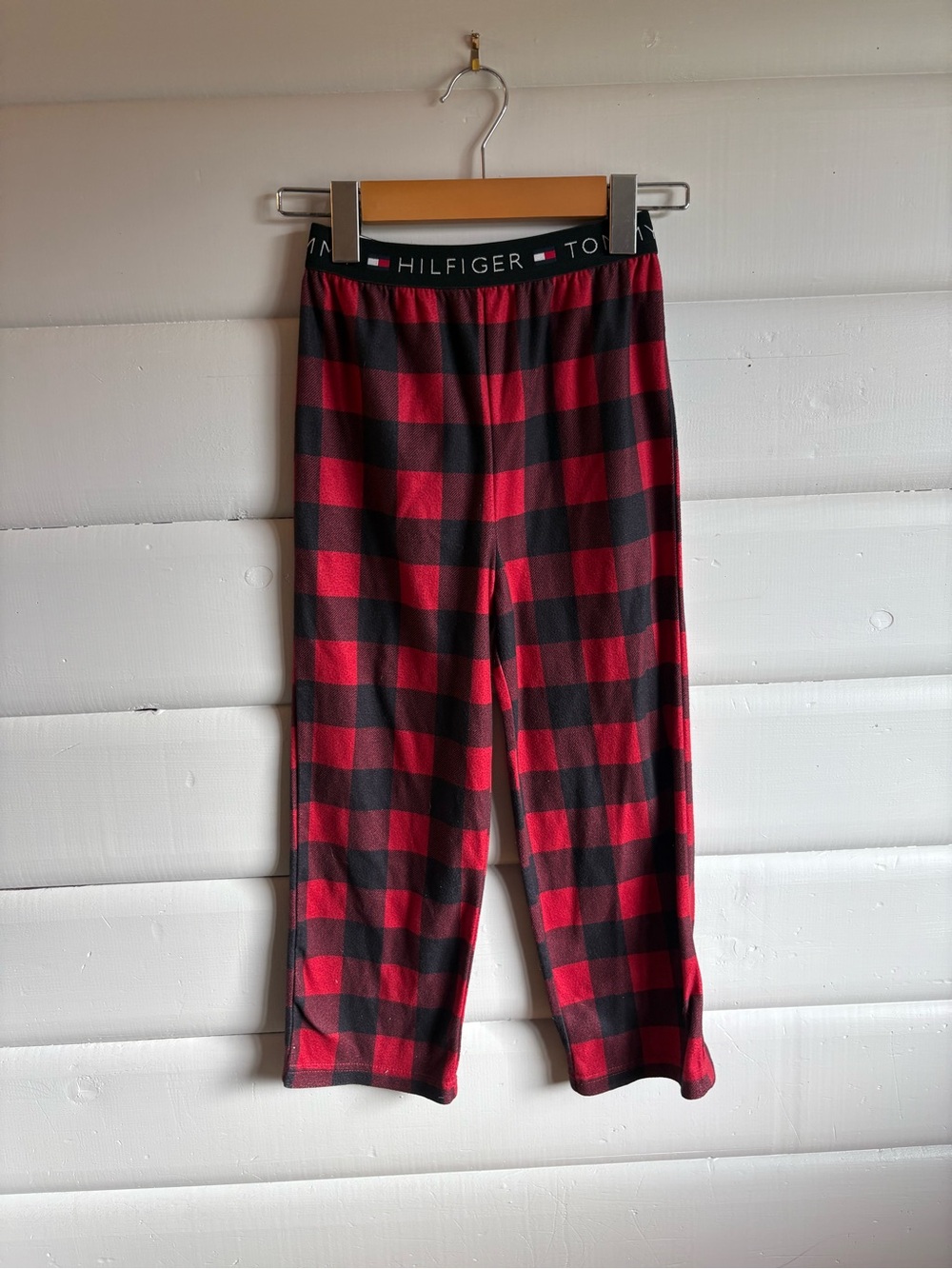 3/$25 Tommy Hilfiger Kids Buffalo Plaid Pajama Pants Size 6/7 Red Black